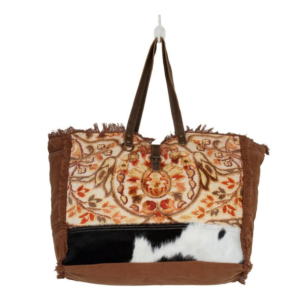 Myra Bag Comfort Zone XLarge Hair on Leather Weekender Bag NWT - Picture 3 of 5